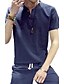 voordelige Casual T-shirts voor heren-Voor heren T-shirt Grafisch Effen V-hals Wit Zwart Marineblauw Korte mouw Dagelijks Sport Tops Linnen Basic Chinoiserie / Zomer / Zomer