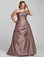 cheap Evening Dresses-A-Line Elegant Prom Formal Evening Dress One Shoulder Sleeveless Floor Length Taffeta with Beading Side Draping 2020