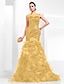 levne Večerní šaty-Mermaid / Trumpet Sparkle Dress Engagement Formal Evening Court Train Sleeveless Illusion Neck Organza with Sequin Tier 2023