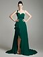 cheap Special Occasion Dresses-Sheath / Column Celebrity Style Dress Formal Evening Sweep / Brush Train Sleeveless One Shoulder Chiffon with Beading Split Front 2024