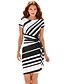 cheap Print Dresses-Women&#039;s Party / Holiday / Club Slim Bodycon Dress - Striped Summer Blue Black Red S M L