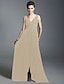 Χαμηλού Κόστους Φορέματα ειδικών περιστάσεων-Βραδινή τουαλέτα Λαιμόκοψη V / Λουριά Μακρύ Σιφόν Φόρεμα με Χάντρες / Χιαστί με TS Couture®