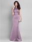 cheap Evening Dresses-Mermaid / Trumpet Elegant Dress Formal Evening Floor Length Sleeveless Illusion Neck Satin with Sequin 2023