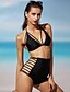 cheap Bikinis-Women&#039;s Solid Cutouts Halter Neck Black High Waist Bikini Swimwear - Solid Colored S M L Black / Wireless