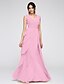 cheap Prom Dresses-A-Line Elegant Dress Prom Floor Length Sleeveless V Neck Chiffon with Ruched Tier 2023
