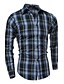 cheap Men&#039;s Casual Shirts-Men&#039;s Shirt Striped Plaid / Check Standing Collar Black Beige Long Sleeve Plus Size Daily Tops Active / Summer / Summer