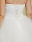 Χαμηλού Κόστους Νυφικά Φορέματα-Βραδινή τουαλέτα Καρδιά Ουρά μέτριου μήκους Τούλι Φορέματα γάμου φτιαγμένα στο μέτρο με Πούλιες / Διακοσμητικά Επιράμματα με LAN TING BRIDE® / Open Back