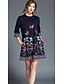 cheap Print Dresses-Women&#039;s Floral Daily / Holiday / Going out Street chic Mini A Line / Loose Dress - Floral Crew Neck Navy Blue L XL XXL