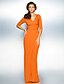 cheap Special Occasion Dresses-Sheath / Column Minimalist Elegant Formal Evening Wedding Party Dress V Neck Half Sleeve Floor Length Jersey with Criss Cross Ruched 2021