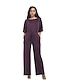 cheap Women&#039;s Jumpsuits &amp; Rompers-Women&#039;s Plus Size Daily Crew Neck Black Purple Red Jumpsuit Onesie, Solid Colored Bow L XL XXL Cotton Half Sleeve Spring Fall