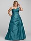 cheap Evening Dresses-A-Line Elegant Prom Formal Evening Dress One Shoulder Sleeveless Floor Length Taffeta with Beading Side Draping 2020