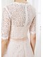 cheap Wedding Dresses-A-Line Wedding Dresses Queen Anne Knee Length All Over Lace Half Sleeve Floral Lace See-Through with Sashes / Ribbons 2020 / Illusion Sleeve