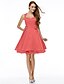 cheap Cocktail Dresses-Ball Gown Cute Holiday Cocktail Party Prom Dress Sweetheart Neckline Sleeveless Knee Length Satin with Buttons Flower 2021