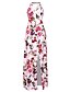 cheap Maxi Dresses-Women&#039;s Floral Maxi White Black Dress Summer Club Sheath Floral Halter Neck Black Cut Out Split S M