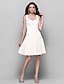 Χαμηλού Κόστους Κοκτέιλ Φορέματα-Γραμμή Α χαριτωμένο στυλ Φόρεμα Καλωσόρισμα Κοκτέιλ Πάρτι Μέχρι το γόνατο Αμάνικο Λαιμόκοψη V Σιφόν με Ζώνη / Κορδέλα 2023