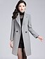 cheap Women&#039;s Outerwear-Women&#039;s Daily Fall / Winter Regular Trench Coat, Solid Colored V Neck Long Sleeve Wool / Polyester Gray