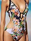 cheap One-piece swimsuits-Women&#039;s Swimwear One Piece Swimsuit Print Floral Black Bandeau Bathing Suits Floral