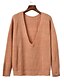 preiswerte Damen Pullover-Damen Ausgehen Street Schick Baumwolle Langarm Pullover - Solide V-Ausschnitt / Herbst