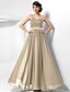 billige Kjoler for Spesielle Anledninger-Sheath / Column Open Back Dress Prom Floor Length Sleeveless Halter Neck Chiffon with Criss Cross Beading 2022