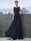 cheap Prom Dresses-A-Line Holiday Cocktail Party Prom Dress Illusion Neck Sleeveless Floor Length Chiffon Lace with Lace 2021 / Formal Evening