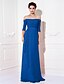 cheap Prom Dresses-Sheath / Column Minimalist Dress Wedding Guest Formal Evening Sweep / Brush Train Half Sleeve Off Shoulder Bridesmaid Dress Chiffon with Ruched Draping 2023