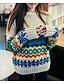 baratos Suéteres de Mulher-Mulheres Feriado Manga Longa Pulôver - Estampa Colorida / Primavera / Outono