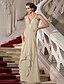 preiswerte Kleider für besondere Anlässe-A-Line Celebrity Style Dress Formal Evening Military Ball Floor Length Sleeveless Plunging Neck Chiffon with Beading 2024