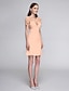 Χαμηλού Κόστους Φορέματα ειδικών περιστάσεων-Ίσια Γραμμή Λαιμόκοψη V Κοντό / Μίνι Σιφόν Φόρεμα με Διακοσμητικά Επιράμματα με TS Couture®