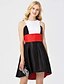 cheap Special Occasion Dresses-A-Line Jewel Neck Asymmetrical Taffeta Color Block Cocktail Party Dress with Sash / Ribbon by TS Couture®