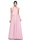 cheap Special Occasion Dresses-A-Line Elegant Formal Evening Dress Off Shoulder Sleeveless Floor Length Satin with Bow(s) 2021