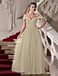 cheap Special Occasion Dresses-A-Line Classic &amp; Timeless Dress Prom Floor Length Short Sleeve Off Shoulder Chiffon with Ruched Beading 2022