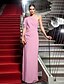 abordables Vestidos de noche-Sheath / Column Elegant Dress Formal Evening Floor Length Short Sleeve One Shoulder Jersey with Side Draping 2022