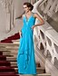 cheap Special Occasion Dresses-A-Line Celebrity Style Dress Formal Evening Military Ball Floor Length Sleeveless Plunging Neck Chiffon with Beading 2024