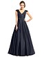 cheap Prom Dresses-A-Line Elegant Wedding Guest Prom Dress V Neck Sleeveless Floor Length Satin with Criss Cross Crystals 2021