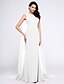 cheap Evening Dresses-Mermaid / Trumpet Elegant Dress Formal Evening Watteau Train Sleeveless Jewel Neck Chiffon with Ruched 2022