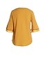olcso Női blúzok és ingek-V-alakú Női Pamut Blúz - Egyszínű Sárga