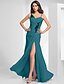cheap Evening Dresses-Sheath / Column Elegant Furcal Holiday Formal Evening Dress Spaghetti Strap Sleeveless Floor Length Chiffon with Ruched Beading 2022