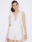 cheap Women&#039;s Jumpsuits &amp; Rompers-Women&#039;s Holiday / Beach Boho Deep V White Romper, Solid Colored Lace S L Sleeveless Summer