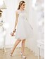cheap Wedding Dresses-Wedding Dresses Knee Length Princess Short Sleeve Illusion Neck Lace With Flower 2023 Winter Bridal Gowns