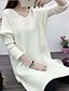 cheap Women&#039;s Sweaters-Women&#039;s Daily Long Pullover,Solid V Neck Long Sleeves Cotton Winter Fall Medium Micro-elastic