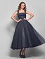 cheap Special Occasion Dresses-Ball Gown Elegant Dress Homecoming Tea Length Sleeveless Square Neck Tulle with Ruched Draping 2022