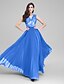 cheap Special Occasion Dresses-A-Line V Neck Floor Length Chiffon / Lace Bodice Prom / Formal Evening Dress with Lace / Sash / Ribbon by TS Couture®