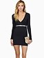 cheap Women&#039;s Dresses-Women&#039;s Club Butterfly Sleeves Bodycon Dress - Solid Colored Lace V Neck Summer Silk White Black Gray