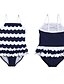 abordables Maillots de bain pour filles-Fille Volants Couleur Pleine Maillots de Bain,Spandex Bleu royal