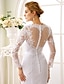 cheap Wedding Dresses-Engagement Open Back Fall Formal Wedding Dresses Mermaid / Trumpet Illusion Neck Long Sleeve Court Train Chiffon Bridal Gowns With Sash / Ribbon Appliques 2023 Summer Wedding Party, Women‘s Clothing