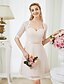 cheap Wedding Dresses-A-Line Wedding Dresses Queen Anne Knee Length All Over Lace Half Sleeve Floral Lace See-Through with Sashes / Ribbons 2020 / Illusion Sleeve