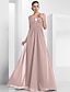 cheap Evening Dresses-A-Line Empire Holiday Formal Evening Dress Spaghetti Strap Sleeveless Floor Length Chiffon with Crystals 2021