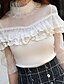 cheap Women&#039;s Tops-Women&#039;s Holiday / Going out / Work Vintage / Sophisticated Cotton T-shirt - Solid Colored Lace / Ruffle / Mesh Crew Neck / Club / Beach