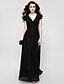 cheap Evening Dresses-A-Line Elegant Formal Evening Military Ball Dress V Neck V Back Sleeveless Floor Length Chiffon with Ruched Ruffles Draping 2022