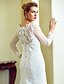 baratos Vestidos de Casamento-Vestidos de noiva Sereia Ilusão Decote Manga Longa Cauda Escova Renda Vestidos de noiva Com Botões Apliques 2024